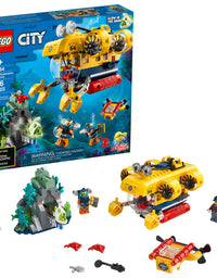 LEGO City Ocean Exploration Submarine 60264, with Submarine, Coral Reef Setting, Underwater Drone, Glow in The Dark Anglerfish Figure and 4 Explorer Minifigures (286 Pieces)
