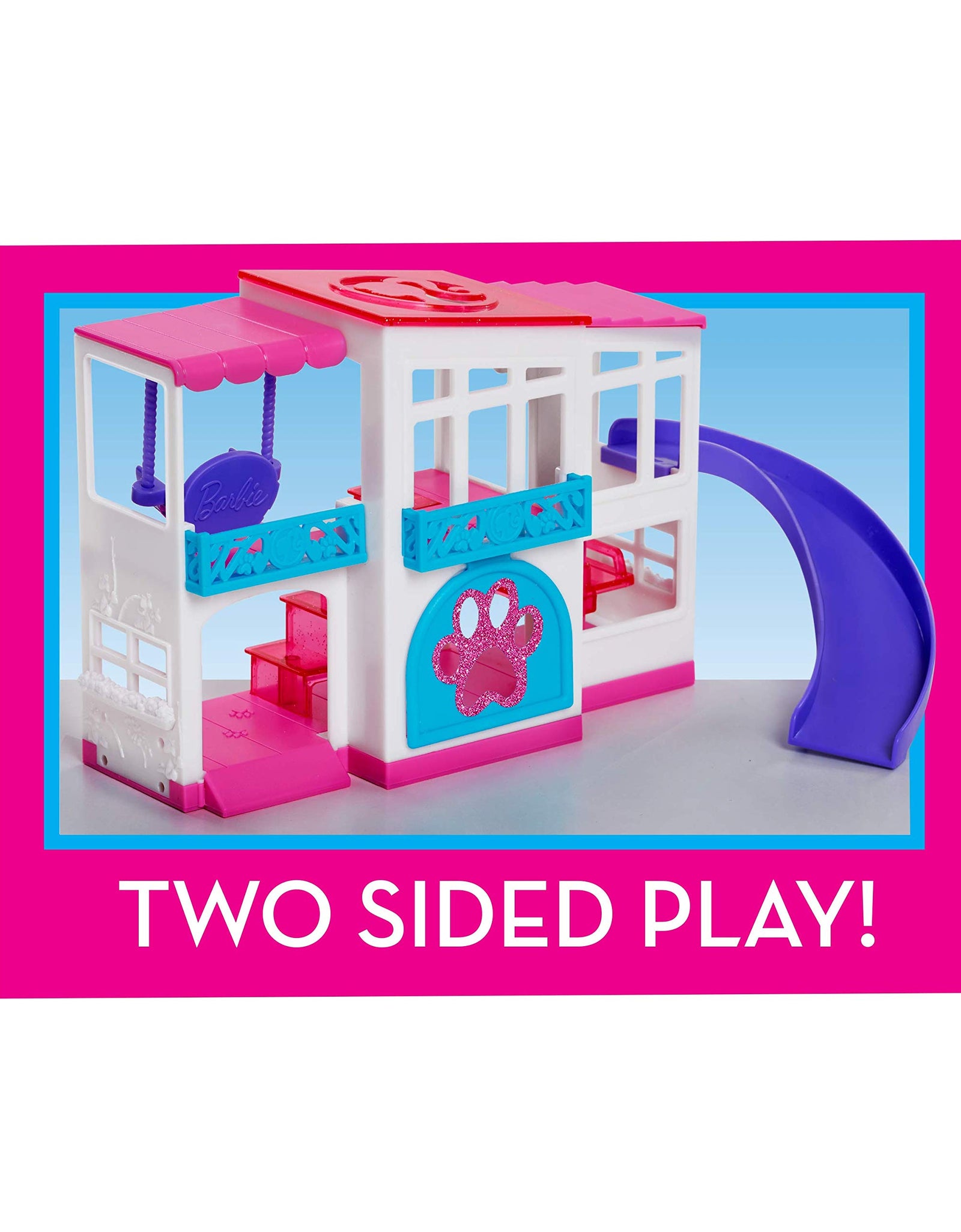 Barbie Pet Dreamhouse 2-Sided Playset, 10-pieces Include Pets and Accessories, by Just Play