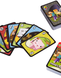 Mattel Games UNO Minecraft Card Game, Now UNO fun includes the world of Minecraft, Multicolor, Basic Pack

