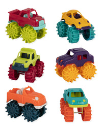 Battat Mini Monster Trucks – Set of 6 Mini Trucks for Toddlers in Storage Bag for 2 years +
