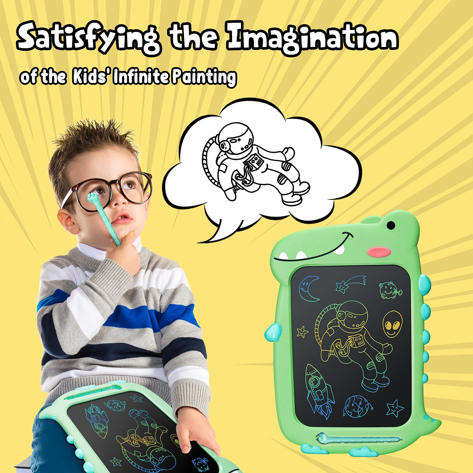 LCD Writing Tablet Kids Toys - 10 Inch Learning Drawing Board Dinosaur Toys for 3 4 5 6 7 8 Year Old Boys Girls Birthday Gifts, Toddler Educational Doodle Pad Christmas Stocking Stuffers for Kids