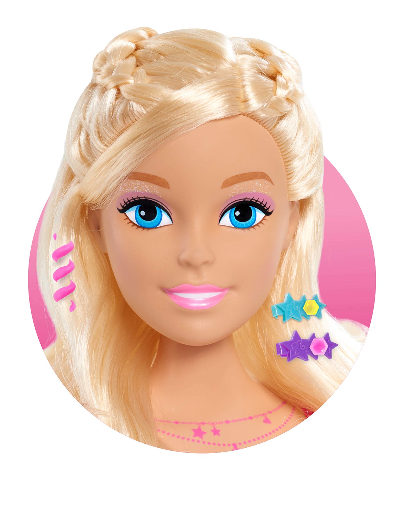 Barbie Fashionistas 8-Inch Styling Head, Blonde, 20 Pieces Include Styling Accessories, Hair Styling for Kids, by Just Play