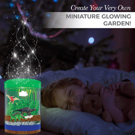 Light-Up Terrarium Kit for Kids with 5 Dinosaur Toys, STEM Educational DIY Science Project - Create Your Customized Mini Dinosaur Garden for Children - Best Gift for Boys and Girls Age 3, 4, 5, 6, 7
