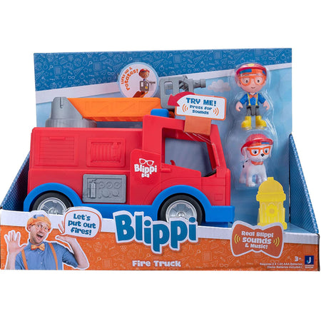 Blippi Fire Truck - Fun Freewheeling Vehicles with Freewheeling Features Including 3 Firefighter and Fire Dog, Sounds and Phrases - Educational Vehicles for Toddlers and Young Kids
