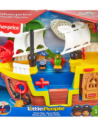 Fisher-Price Little People Pirate Ship playset with music, sounds and action for toddlers and preschool kids ages 1-5 years
