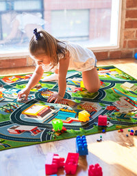 Kids Carpet Playmat Rug - Fun Carpet City Map for Hot Wheels Track Racing and Toys - Floor Mats for Cars for Toddler Boys -Bedroom, Playroom, Living Room Game Play Mat for Little Children
