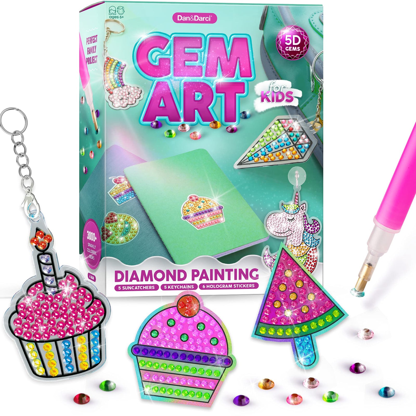 Gem Art, Kids Diamond Painting Kit - Big 5D Gems - Arts and Crafts for Kids, Girls and Boys Ages 6-12 - Gem Painting Kits - Best Tween Gift Ideas for Girls Crafts Age 4, 5, 6, 7, 8, 9, 10-12