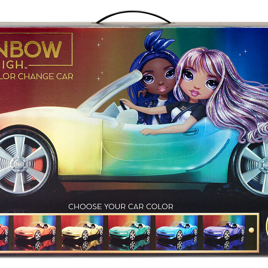 Rainbow High Color Change Car – Convertible Vehicle, 8-in-1 Light-Up, Multicolor with Wheels That Move, Working Seat Belts, Steering Wheel. Fits 2 Fashion Dolls, Toy Gift for Kids Ages 6 7 8+ to 12