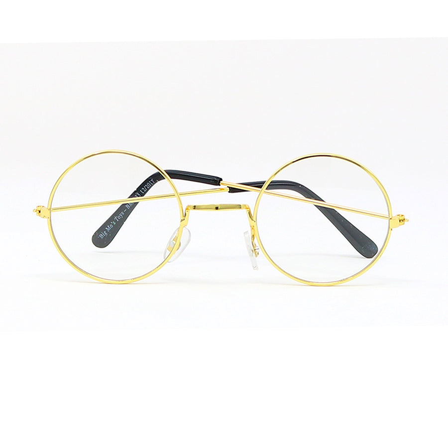 Gold Rimmed Round Costume Glasses - 1 Pair