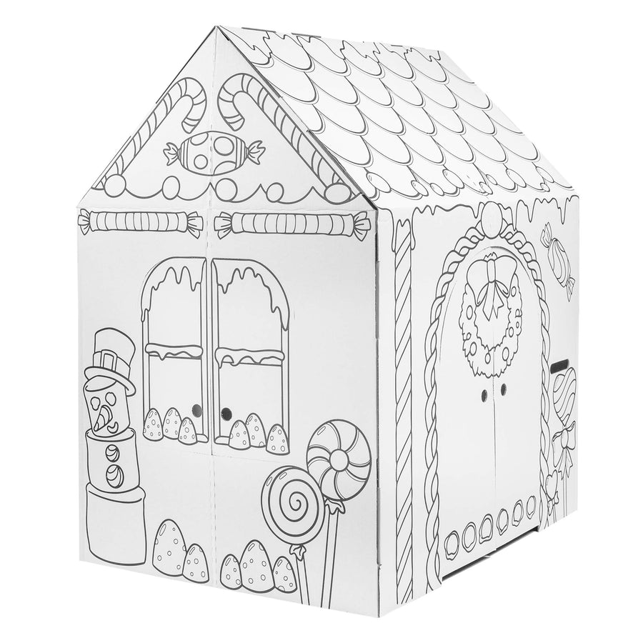 Easy Playhouse Gingerbread House - Kids Art & Craft for Indoor Fun, Color Favorite Holiday Sweets & Winter Friends– Decorate & Personalize a Cardboard Fort, 32" X 26. 5" X 40. 5" - Made in USA, Age 3+