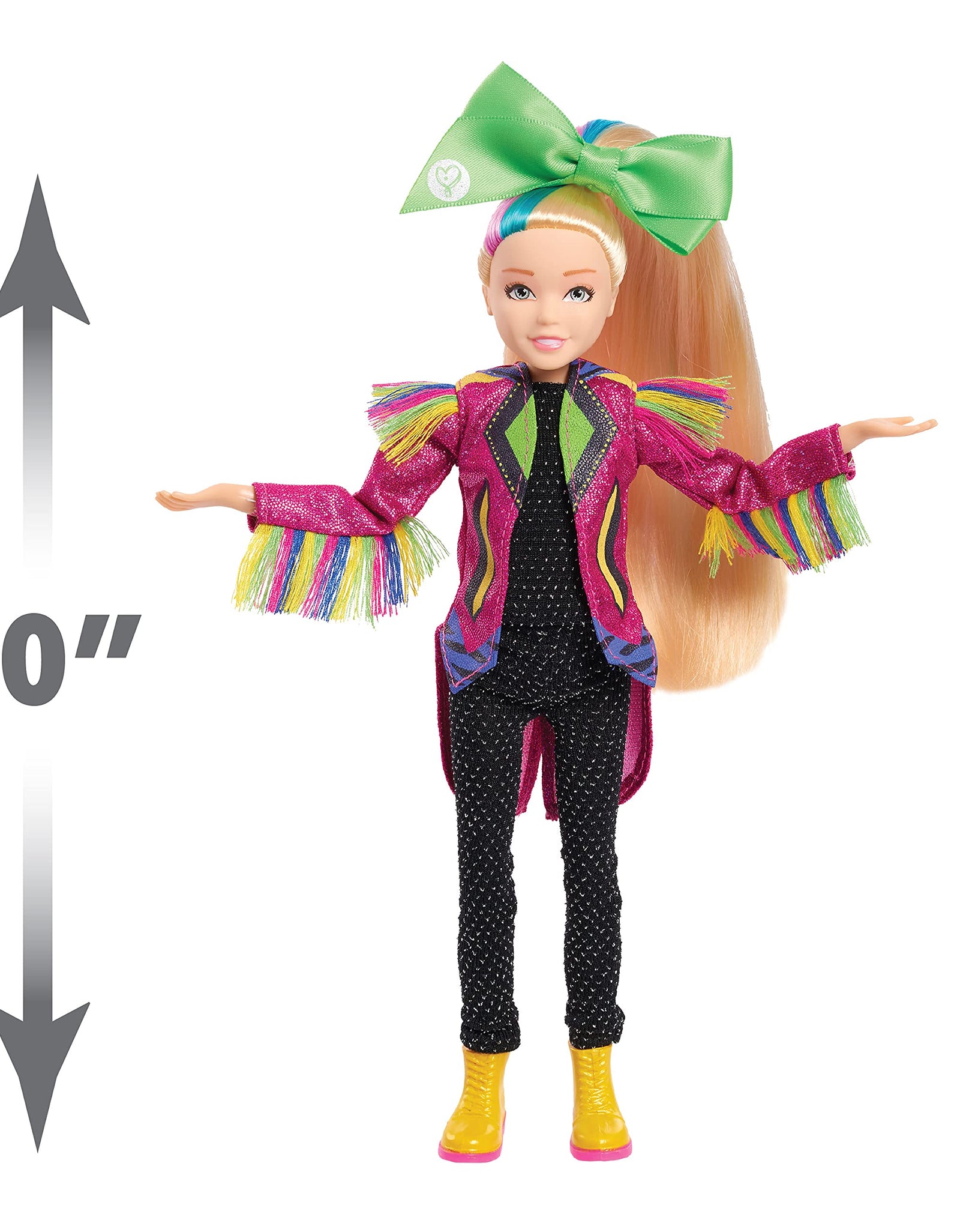 JoJo Siwa 10 Inch Singing Doll, Sings Hit Song Titled Non-Stop, Pink Jacket with Rainbow Fringe, by Just Play