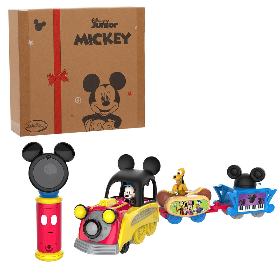 Mickey Mouse Disney Junior Funhouse Light The Way Train, Musical Toy Train Set with Controller, Preschool, Amazon Exclusive , by Just Play