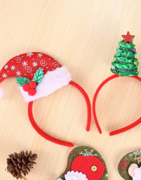 Pack of 8 Christmas Headbands with Different Designs for Christmas and Holiday Parties (ONE Size FIT ALLL) Red
