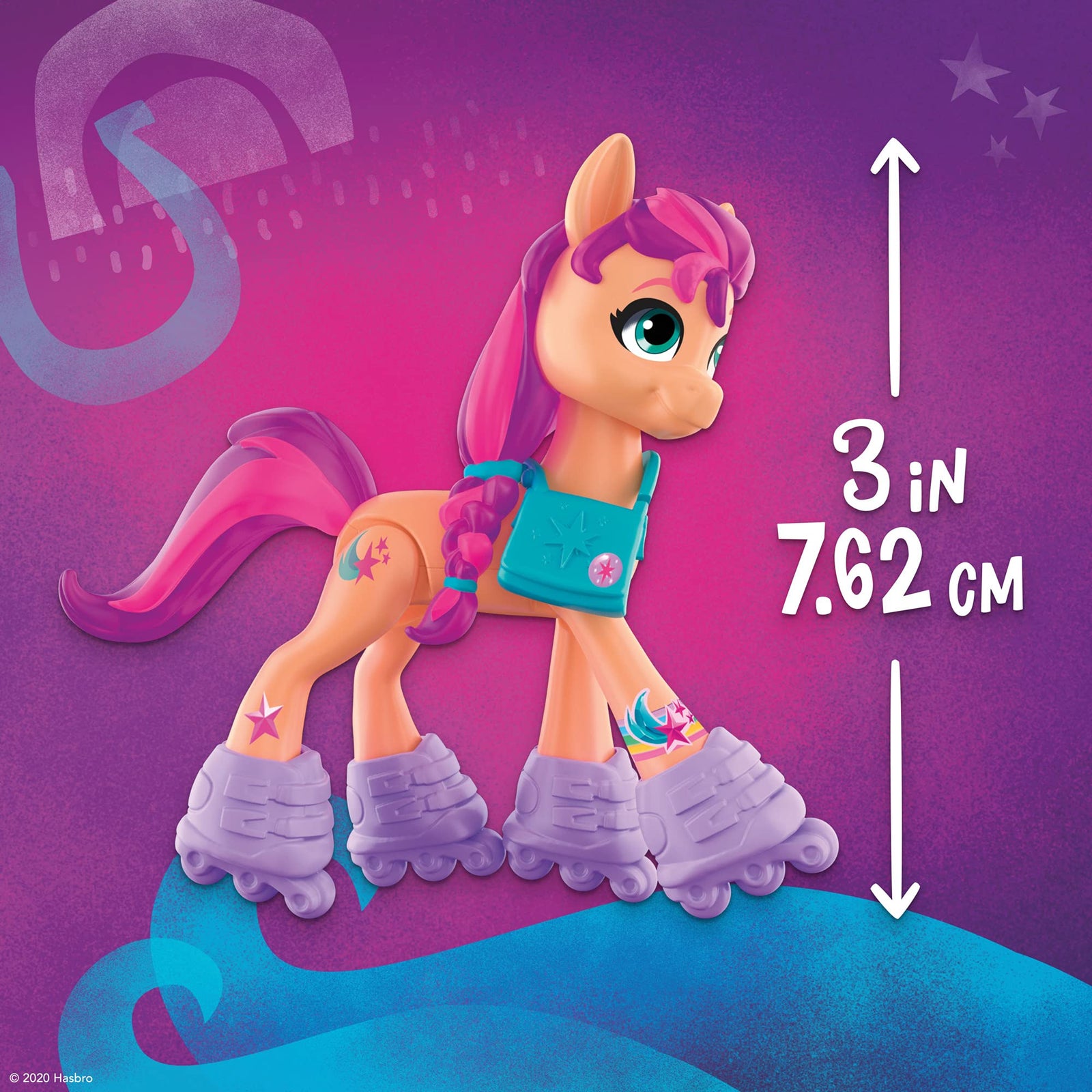 My Little Pony: A New Generation Movie Crystal Adventure Sunny Starscout - 3-Inch Orange Pony Toy, Surprise Accessories, Bracelet