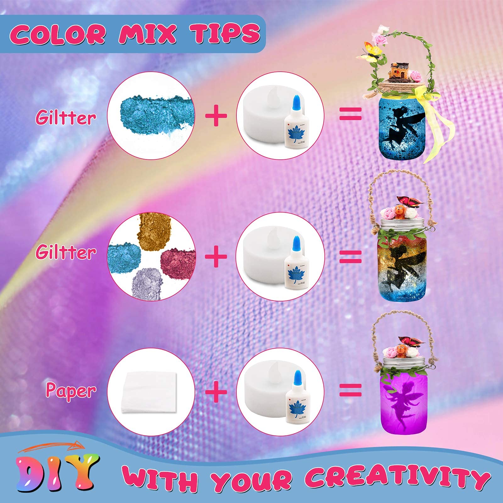 Alritz Fairy Lantern Craft Kit - Gift for Kids Ages 4-12 - Remote Control Mason Jar Night Light - DIY Garden Decor Art Project, Best Creative Activities for Birthday Party and School