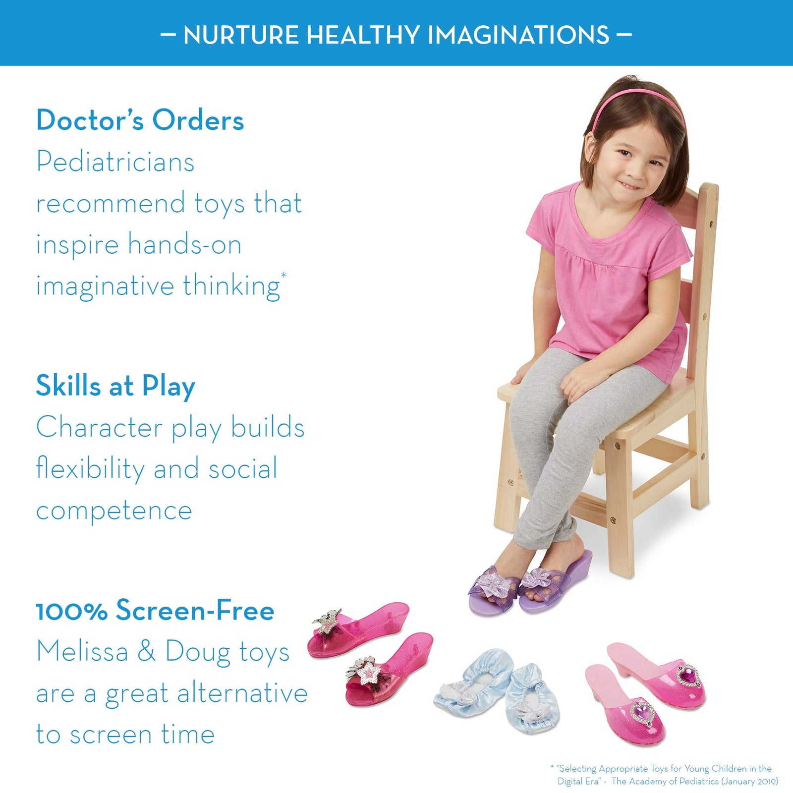Melissa & Doug Role Play Collection - Step In Style! Dress-Up Shoes Set (4 Pairs)