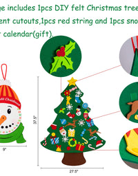 jollylife 3ft DIY Felt Christmas Tree Set Plus Snowman Advent Calendar - Xmas Decorations Wall Hanging 33 Ornaments Kids Gifts Party Supplies

