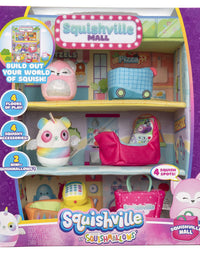Squishville Squishmallows Mall - Two 2-Inch Mini-Squishmallows Plush Characters, Themed Play Scene, 4 Accessories (Shopping Bag, Shopping Cart, Cash Register, Arcade Machine) - Amazon Exclusive
