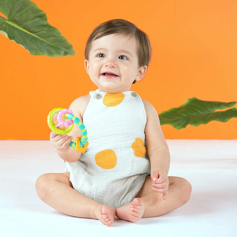 Bright Starts Grab and Spin Baby Rattle and BPA-free Teether Toy, Ages 3 Months +