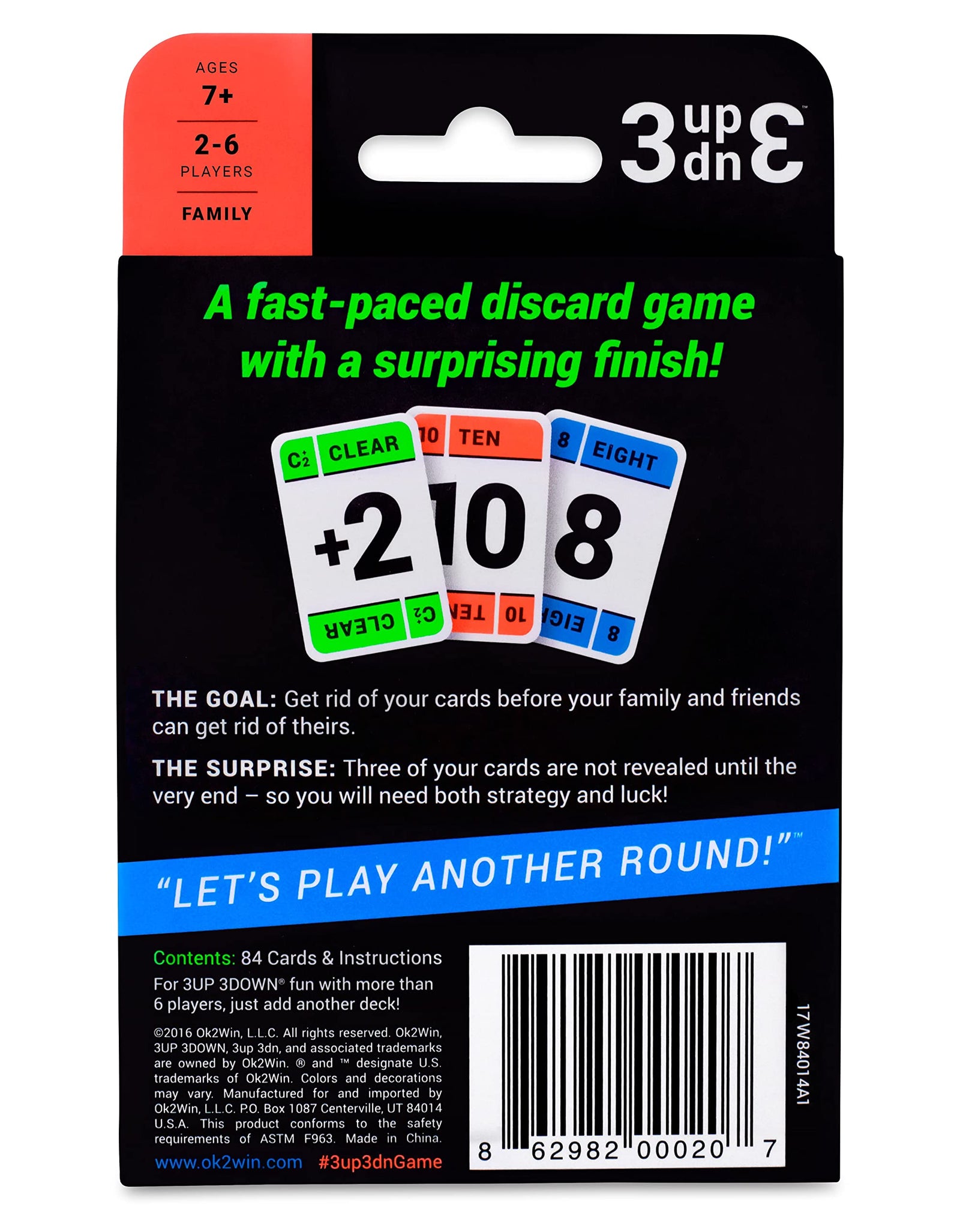 3UP 3DOWN Card Game for Families, Kids, Teens, Adults, 2-6 Players per Deck, Stocking Stuffer