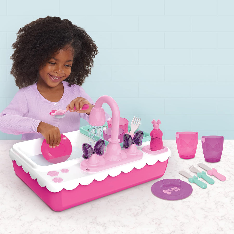 Minnie's Happy Helpers Magic Sink Set, Pretend Play Working Sink, Kids Kitchen Set Toys, by Just Play