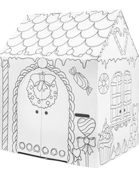 Easy Playhouse Gingerbread House - Kids Art & Craft for Indoor Fun, Color Favorite Holiday Sweets & Winter Friends– Decorate & Personalize a Cardboard Fort, 32" X 26. 5" X 40. 5" - Made in USA, Age 3+
