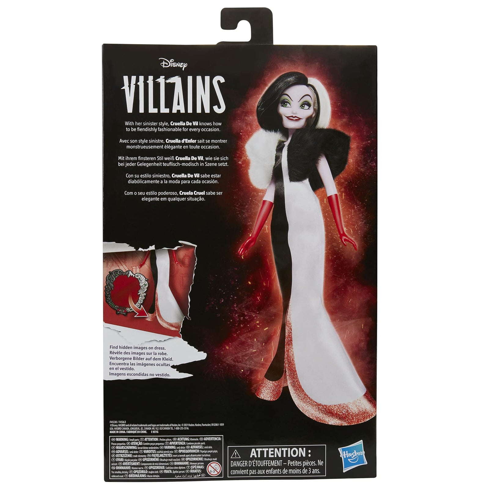 Disney Villains Cruella De Vil Fashion Doll, Accessories and Removable Clothes, Disney Villains Toy for Kids 5 Years Old and Up