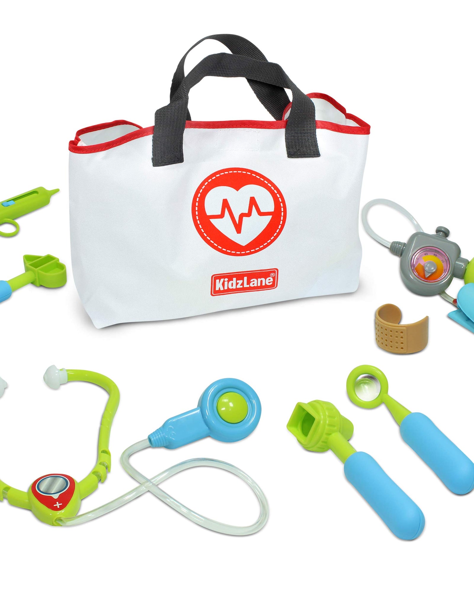 Kidzlane Play Doctor Kit for Kids and Toddlers - Kids Doctor Play Set - 7 Piece Dr Set with Medical Storage Bag and Electronic Stethoscope for Kids - Ages 3+