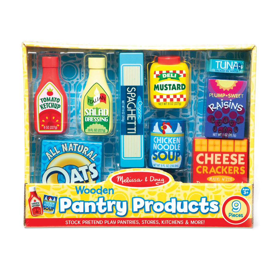 Melissa & Doug Wooden Pantry Products Play Food Set (9 pcs)