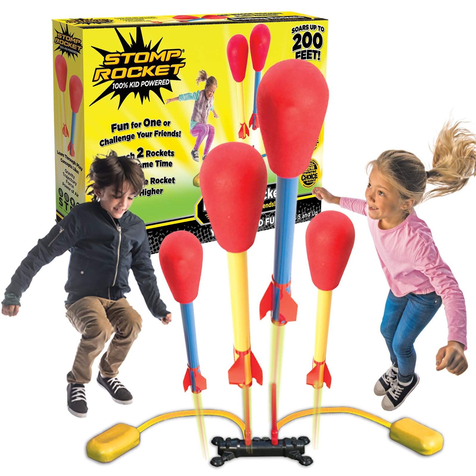 Stomp Rocket The Original Dueling Rockets Launcher, 4 Rockets and Toy Rocket Launcher - Outdoor Rocket STEM Gift for Boys and Girls Ages 5 Years and Up - Great for Year Round Play