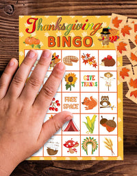 Fancy Land Thanksgiving Bingo Game 24 Players for Kids Holiday Party Craft Supplies
