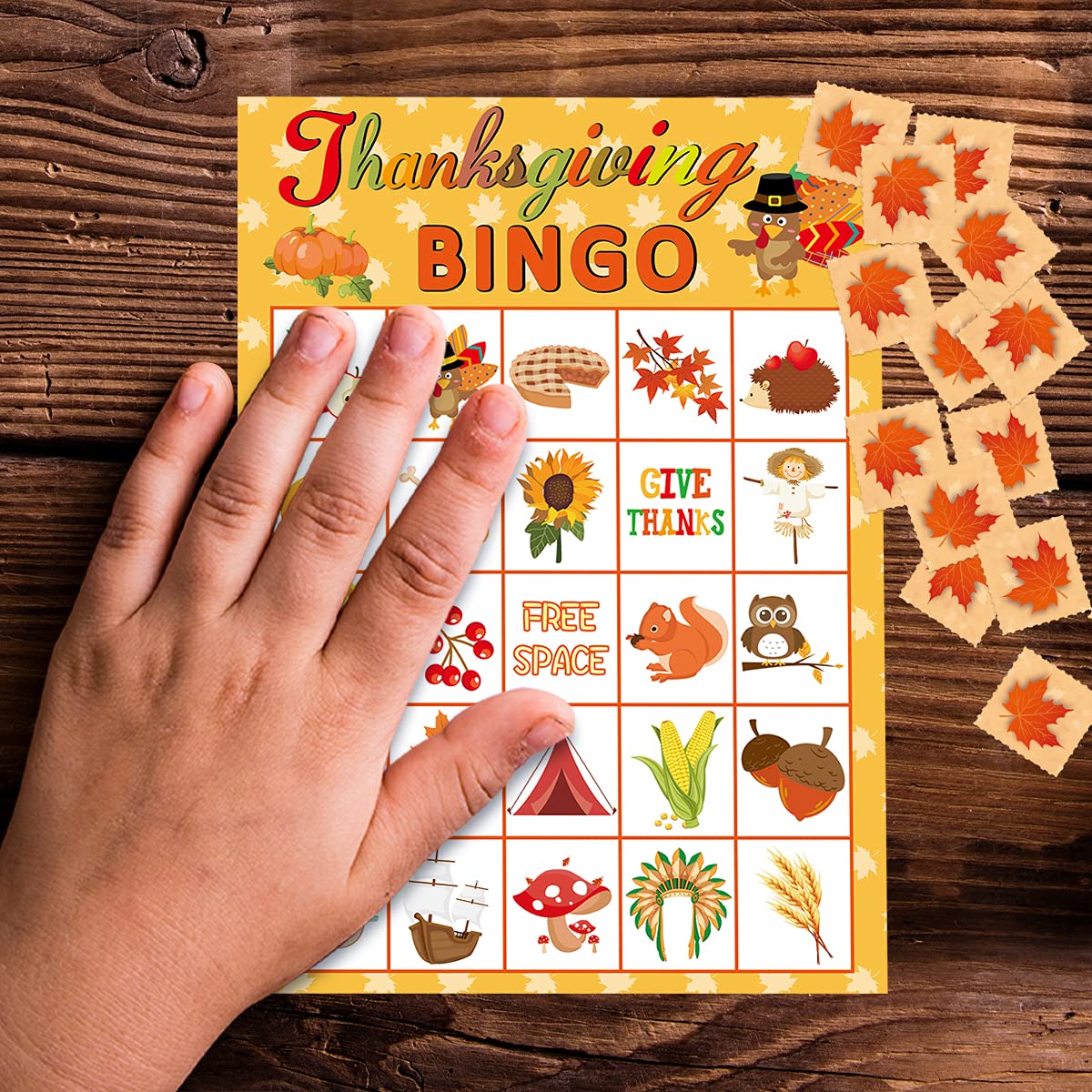 Fancy Land Thanksgiving Bingo Game 24 Players for Kids Holiday Party Craft Supplies