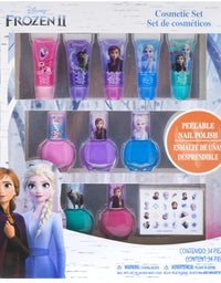Disney Frozen 2 - Townley Girl Super Sparkly Cosmetic Makeup Set for Girls with Lip Gloss Nail Polish Nail Stickers - 11 Pcs|Perfect for Parties Sleepovers Makeovers| Birthday Gift for Girls 3 Yrs+
