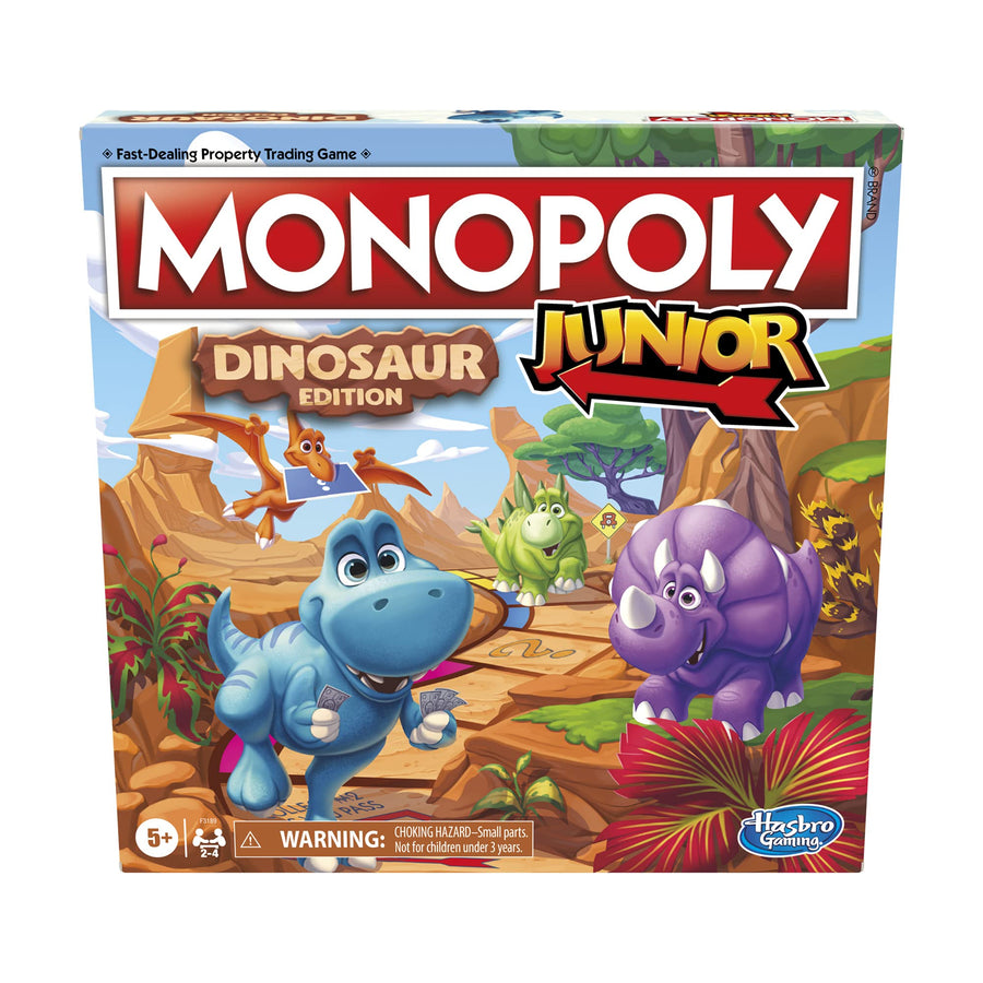 Hasbro Gaming Monopoly Junior: Dinosaur Edition Board Game for 2-4 Players, Fun Indoor Games for Kids Ages 5 and Up, Dinosaur Theme (Amazon Exclusive)