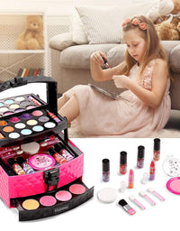 Vextronic Girl Makeup Toy Set 30 Pcs Washable Kids Makeup Kit for Girls, Pretend Play Makeup Kit for Kids, Non-Toxic, Real Cosmetic Toy Beauty Set for Kids Birthday Gift
