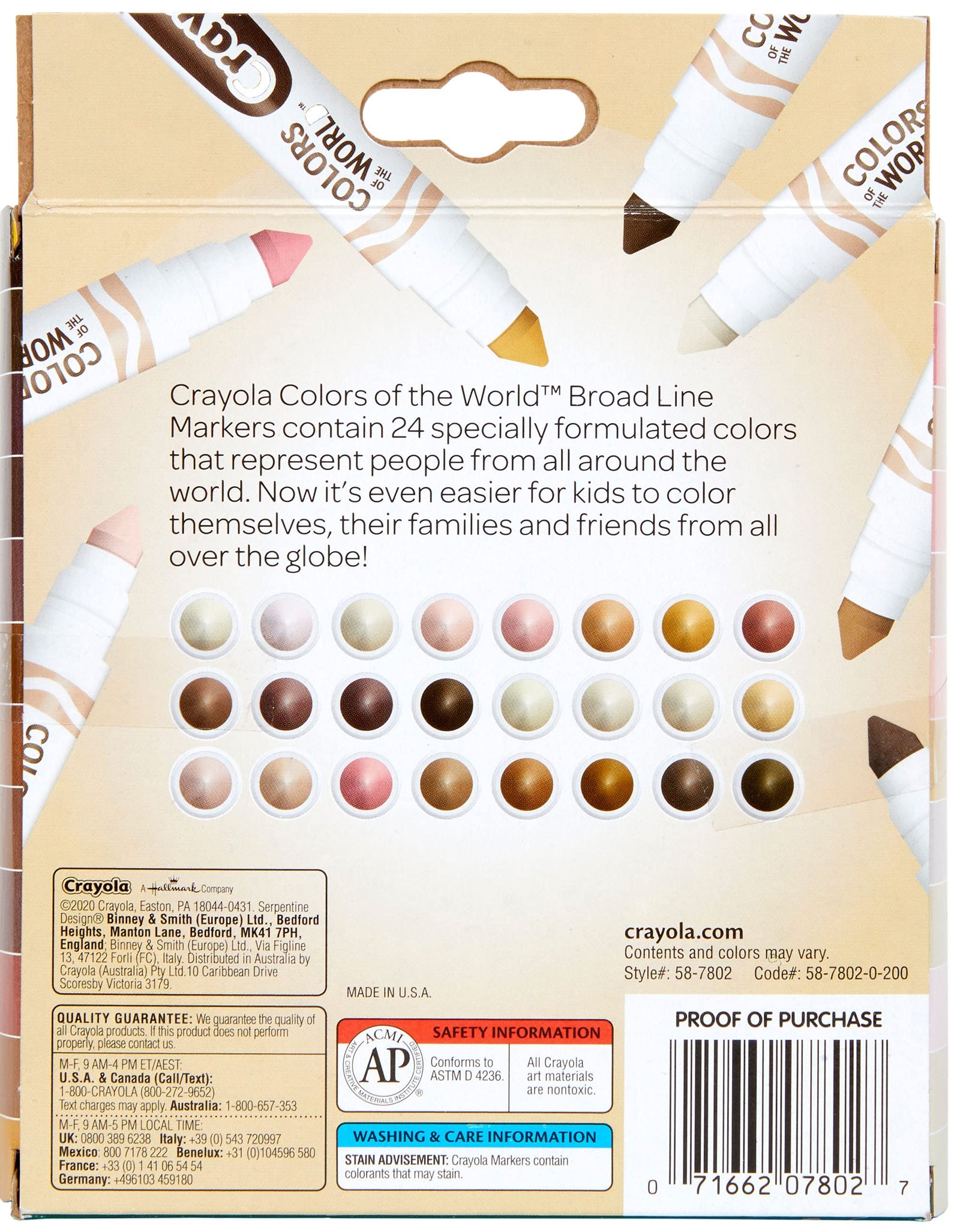 Crayola Colors of The World Markers 24 Count, Washable Skin Tone Markers, 24, Stocking Stuffers, Gift