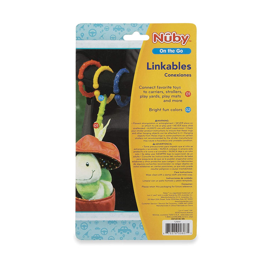 Nuby Linkables, 18 Colorful Attachable Links for Strollers, Car Seats, & Travel