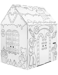 Easy Playhouse Gingerbread House - Kids Art & Craft for Indoor Fun, Color Favorite Holiday Sweets & Winter Friends– Decorate & Personalize a Cardboard Fort, 32" X 26. 5" X 40. 5" - Made in USA, Age 3+
