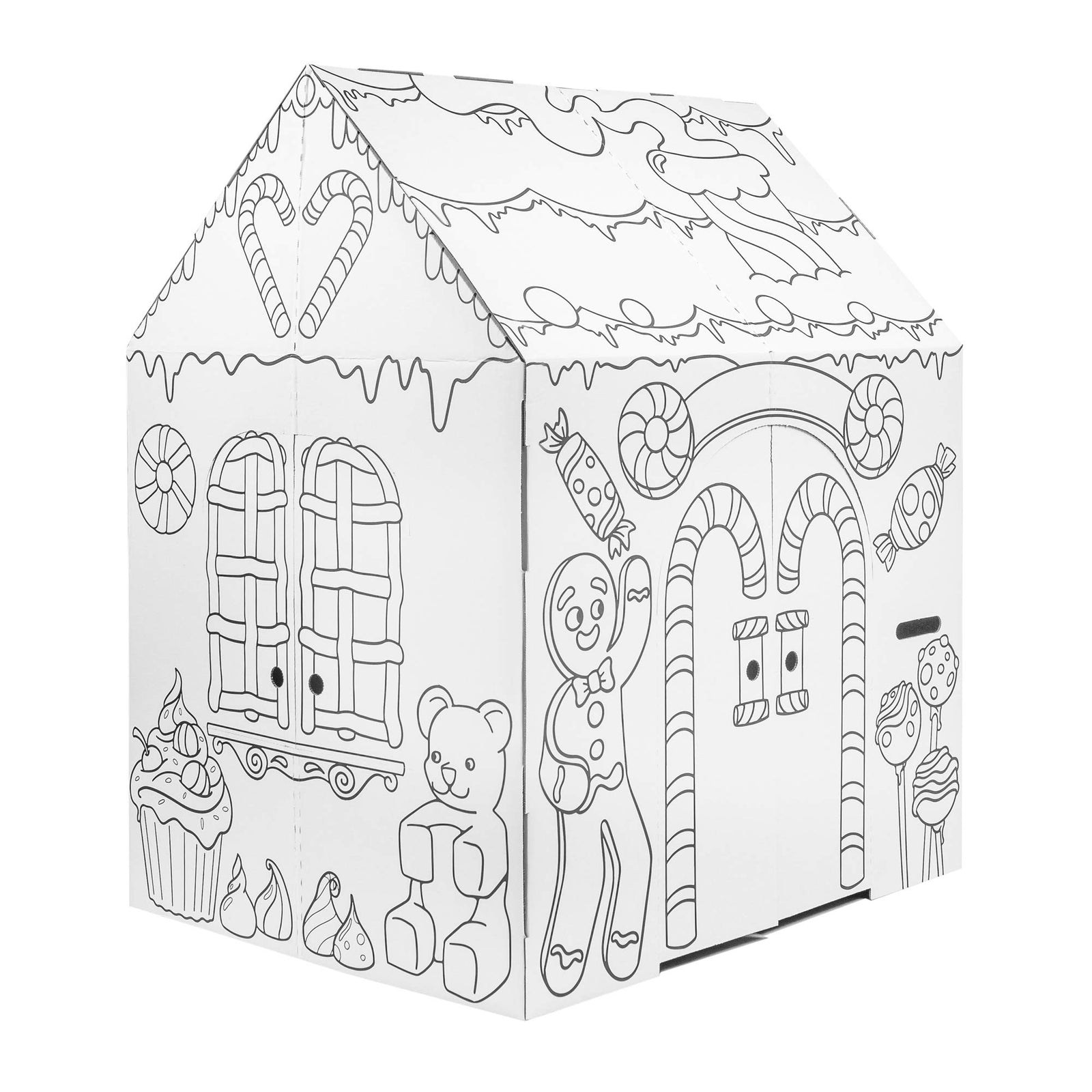 Easy Playhouse Gingerbread House - Kids Art & Craft for Indoor Fun, Color Favorite Holiday Sweets & Winter Friends– Decorate & Personalize a Cardboard Fort, 32" X 26. 5" X 40. 5" - Made in USA, Age 3+