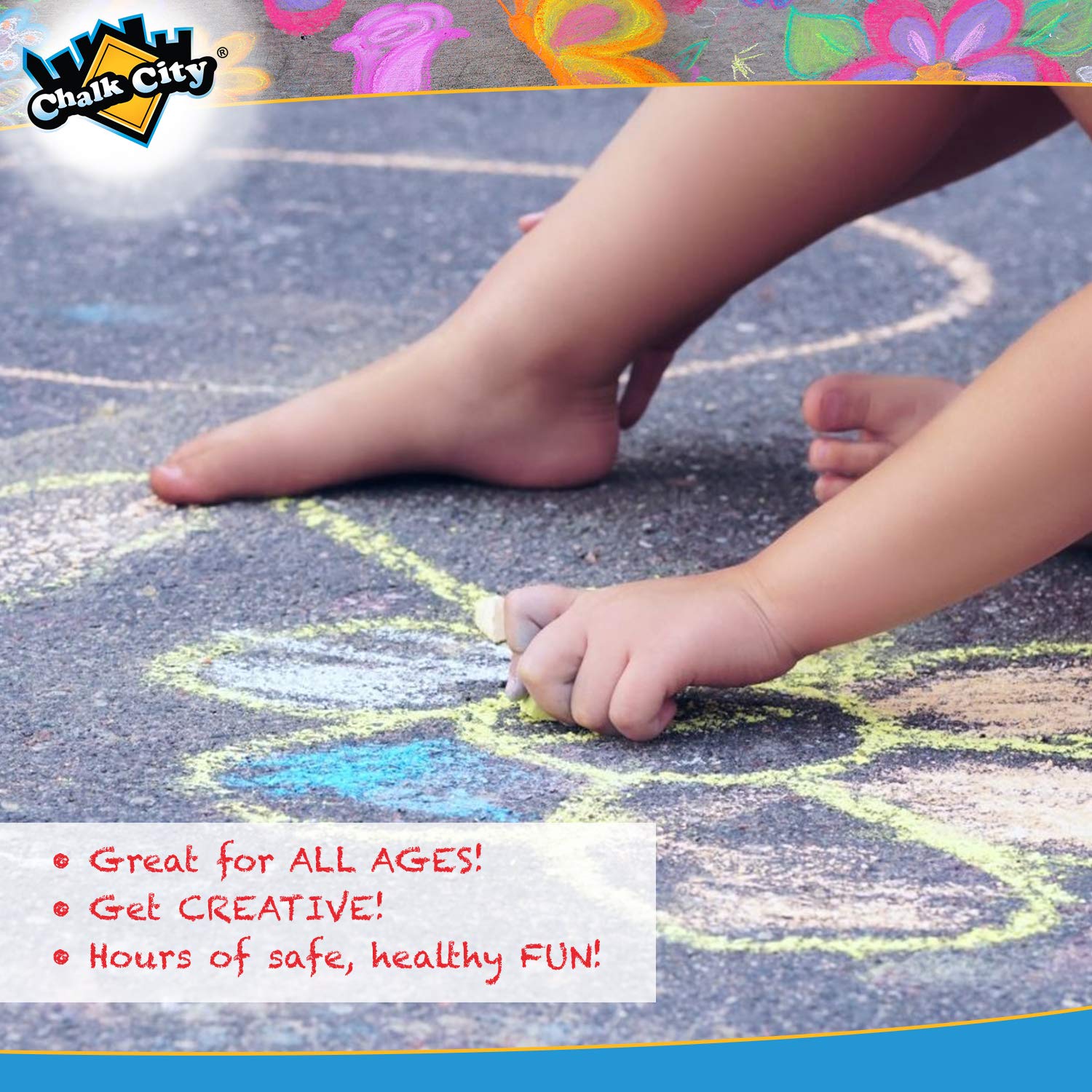 Chalk City Sidewalk Chalk, Jumbo Chalk, Non-Toxic, Washable, Art Set (20-Count)