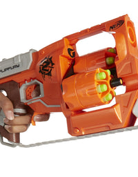 NERF Zombie Strike FlipFury Blaster -- 2 Flipping 6-Dart Drums -- Fire 6 Darts, Flip, Fire 6 More -- 12 Zombie Strike Elite Darts
