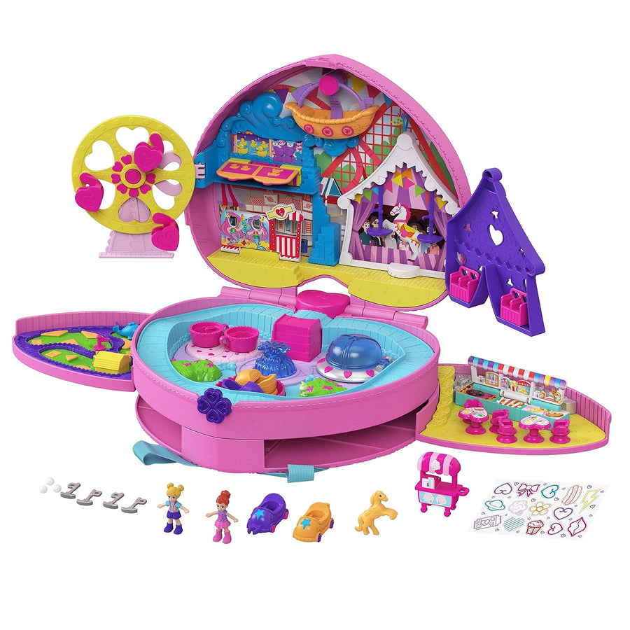Polly Pocket Theme Park Backpack Compact with 2 Dolls, Accessories & Multiple Activities