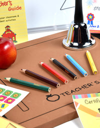 Ben Franklin Toys Play Teacher Role-Play Set Includes Reusable White Board, Bell, Report Cards, for Home or Classroom
