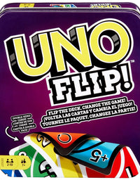 UNO FLIP! Family Card Game, with 112 Cards in a Sturdy Storage Tin, Makes a Great Gift for 7 Year Olds and Up UNO FLIP! Family Card Game, with 112 Cards in a Sturdy Storage Tin [Amazon Exclusive]
