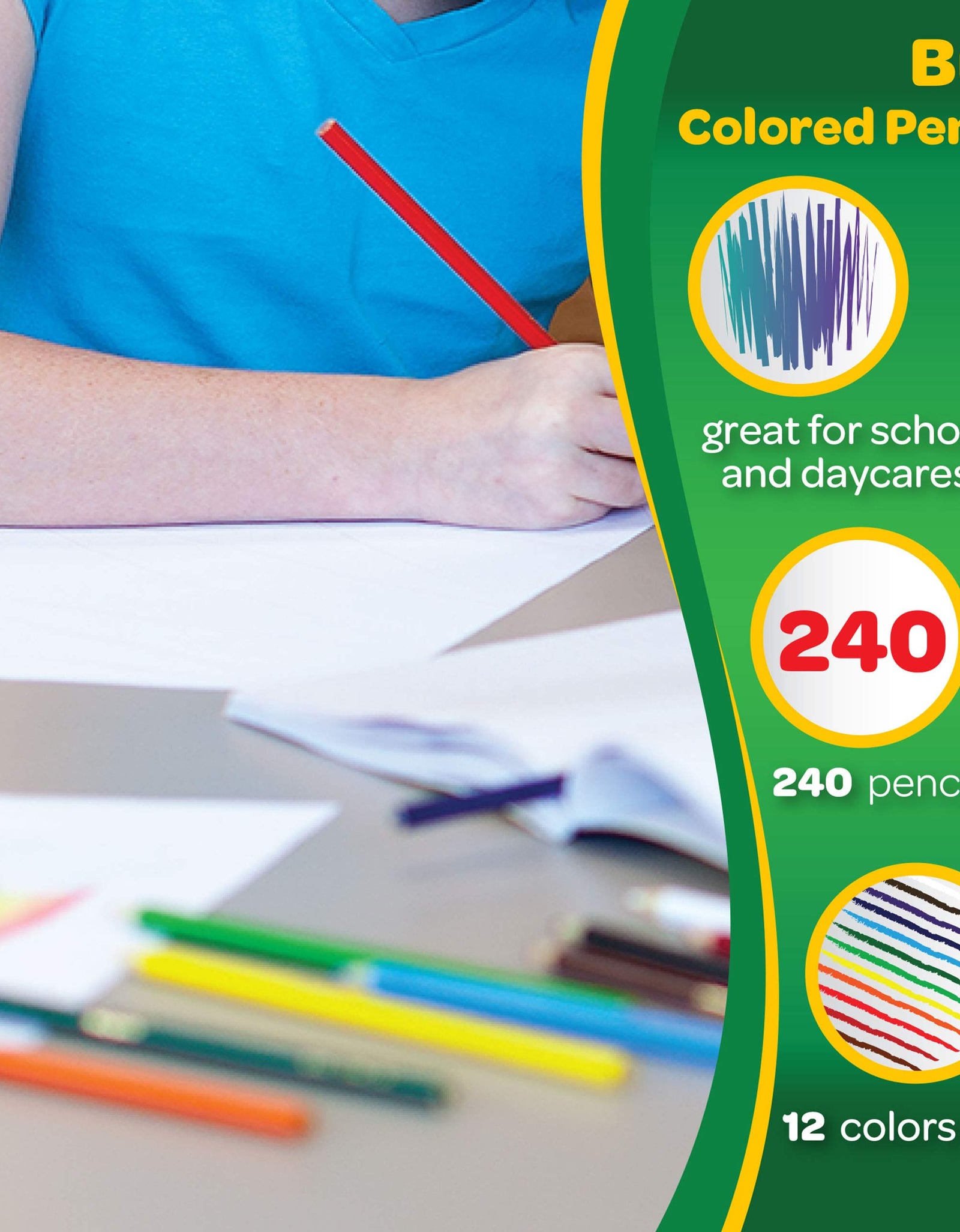 Crayola Colored Pencils, Bulk Classpack, Classroom Supplies, 12 Assorted Colors, 240 Count, Standard
