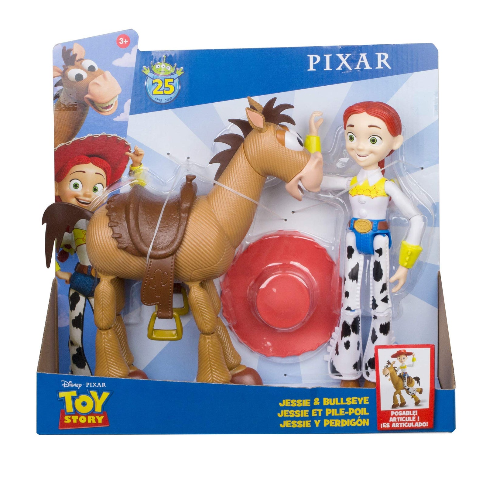 Disney and Pixar Toy Story Jessie and Bullseye 2-Pack Character Figures in True to Movie Scale, Posable with Signature Expressions for Storytelling and Adventure Play, Child's Gift Ages 3 and Up