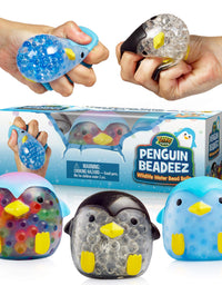 YoYa Toys Beadeez Penguin Stress Relief Balls (Set of 3) - Anxiety Relief Squeezing Squishy Balls for Kids and Adults - Funny Fidget Sensory Toy Filled with Water Beads - ADHD Hand Finger Exerciser
