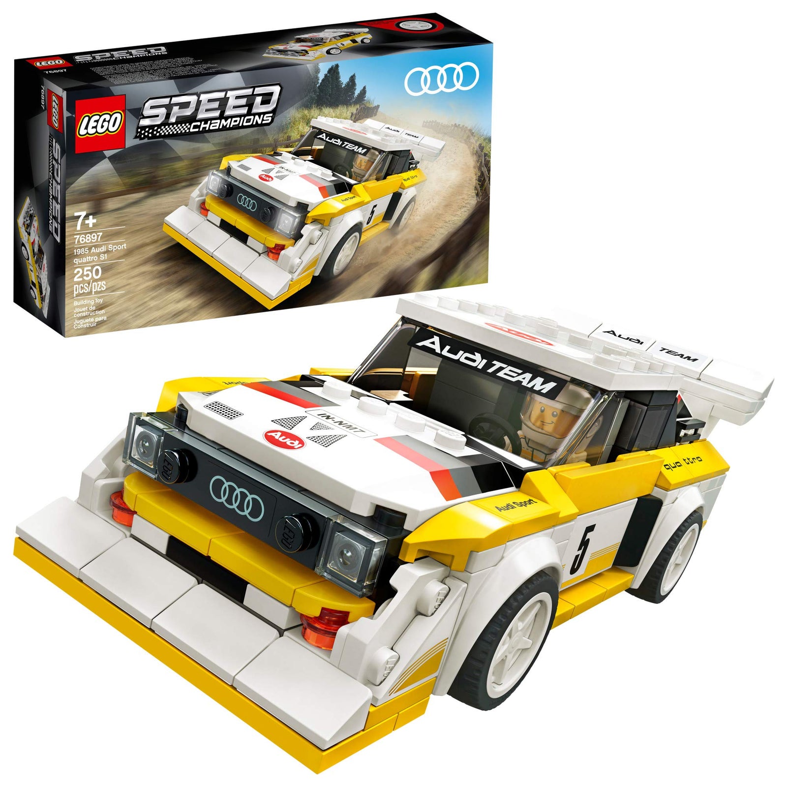 LEGO Speed Champions 1985 Audi Sport Quattro S1 76897 Toy Cars for Kids Building Kit Featuring Driver Minifigure (250 Pieces)