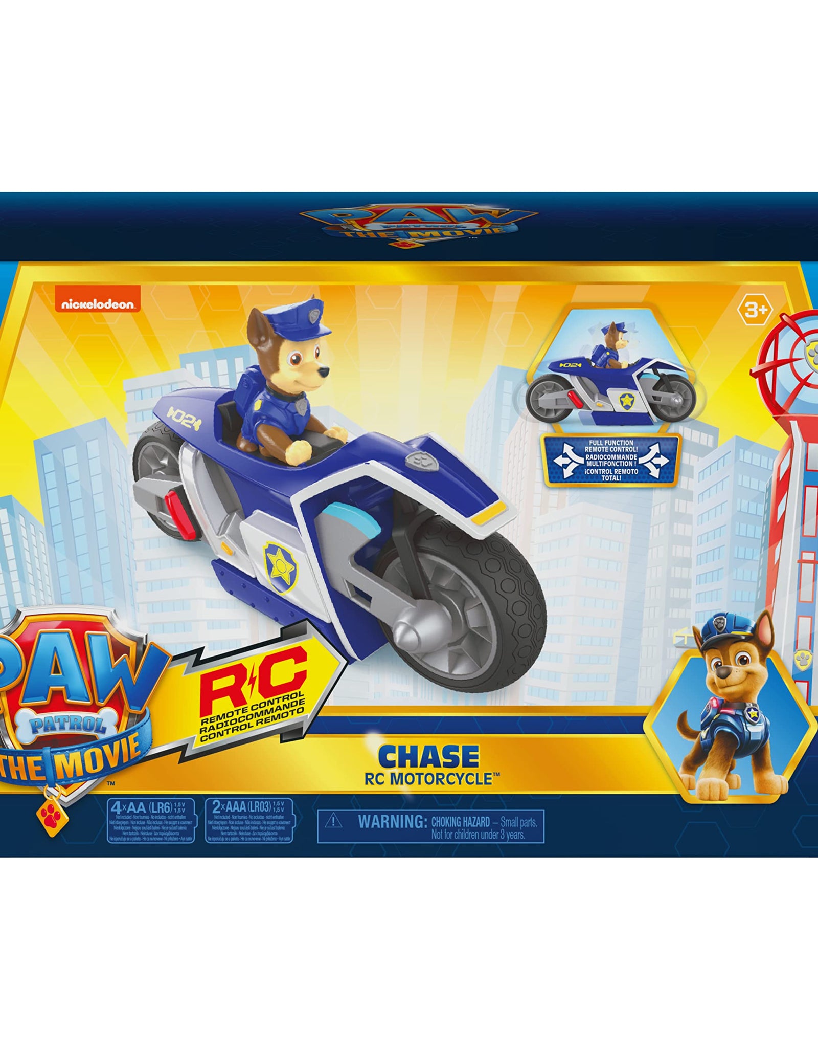 Paw Patrol, Chase RC Movie Motorcycle, Remote Control Car Kids Toys for Ages 3 and up