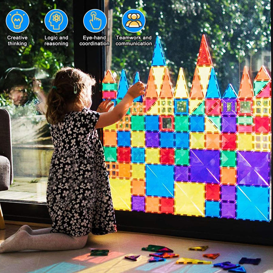 Landtaix Kids Magnet Tiles Toys New Upgrade 100Pcs Oversize 3D Magnetic Building Blocks Tiles Set,Inspirational Educational Toys for 3 4 5 6 Year Old Boys Gilrs Gifts